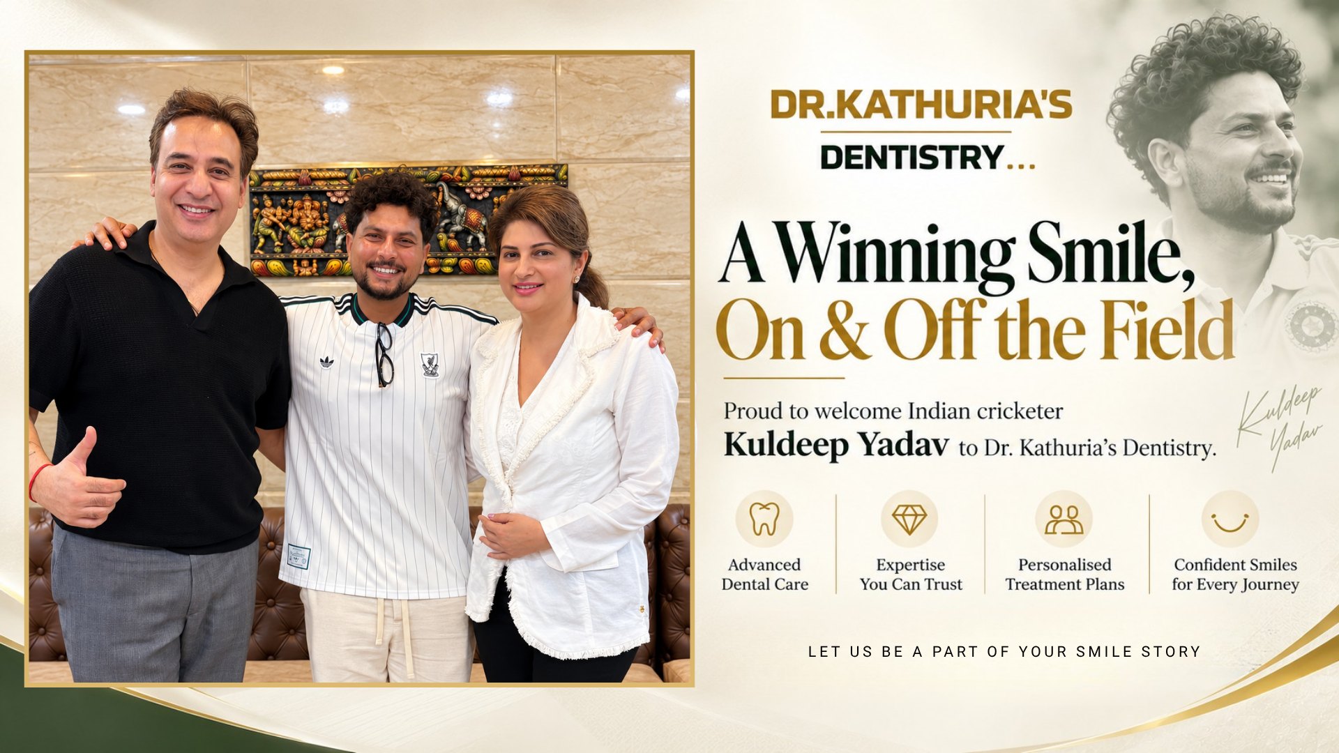 Indian cricketer Kuldeep Yadav at Dr. Kathuria's Dentistry - A Winning Smile, On & Off the Field